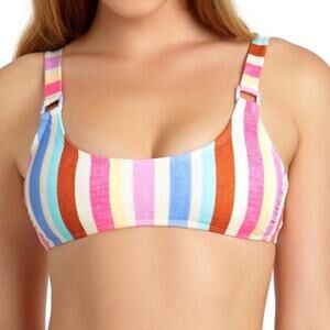 California Waves striped bralette swim top Lg